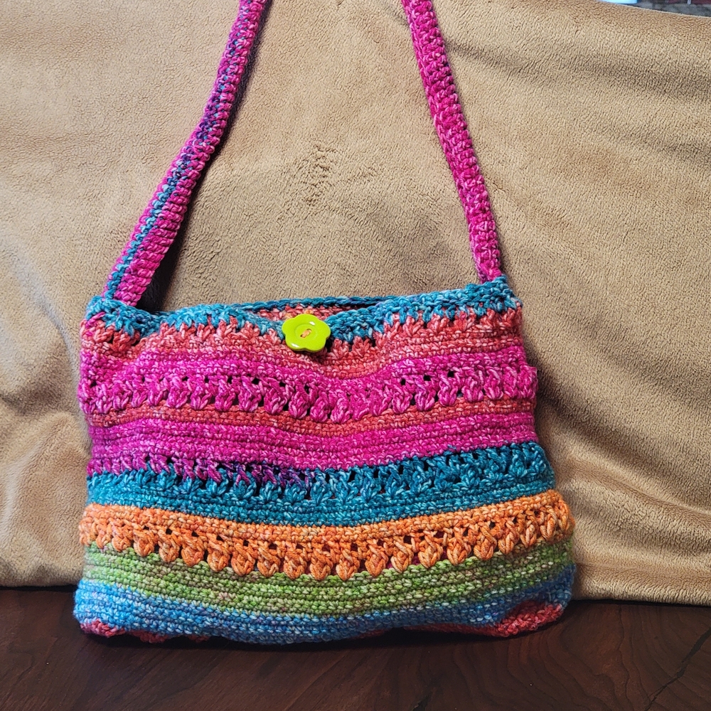 Vibrant Multicolor Crochet Shoulder Bag - Picture 2 of 4